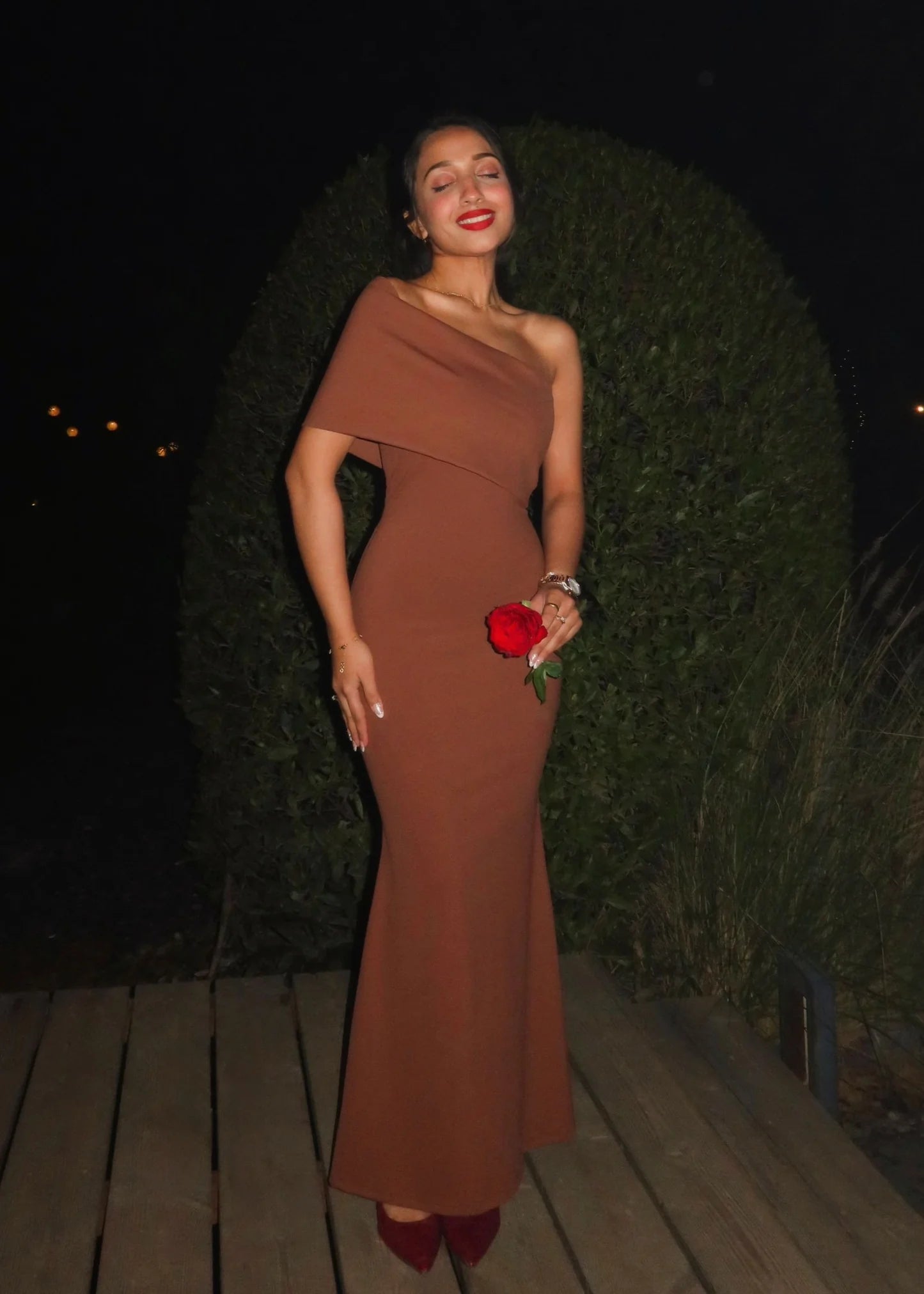 Caramel One Shoulder Maxi