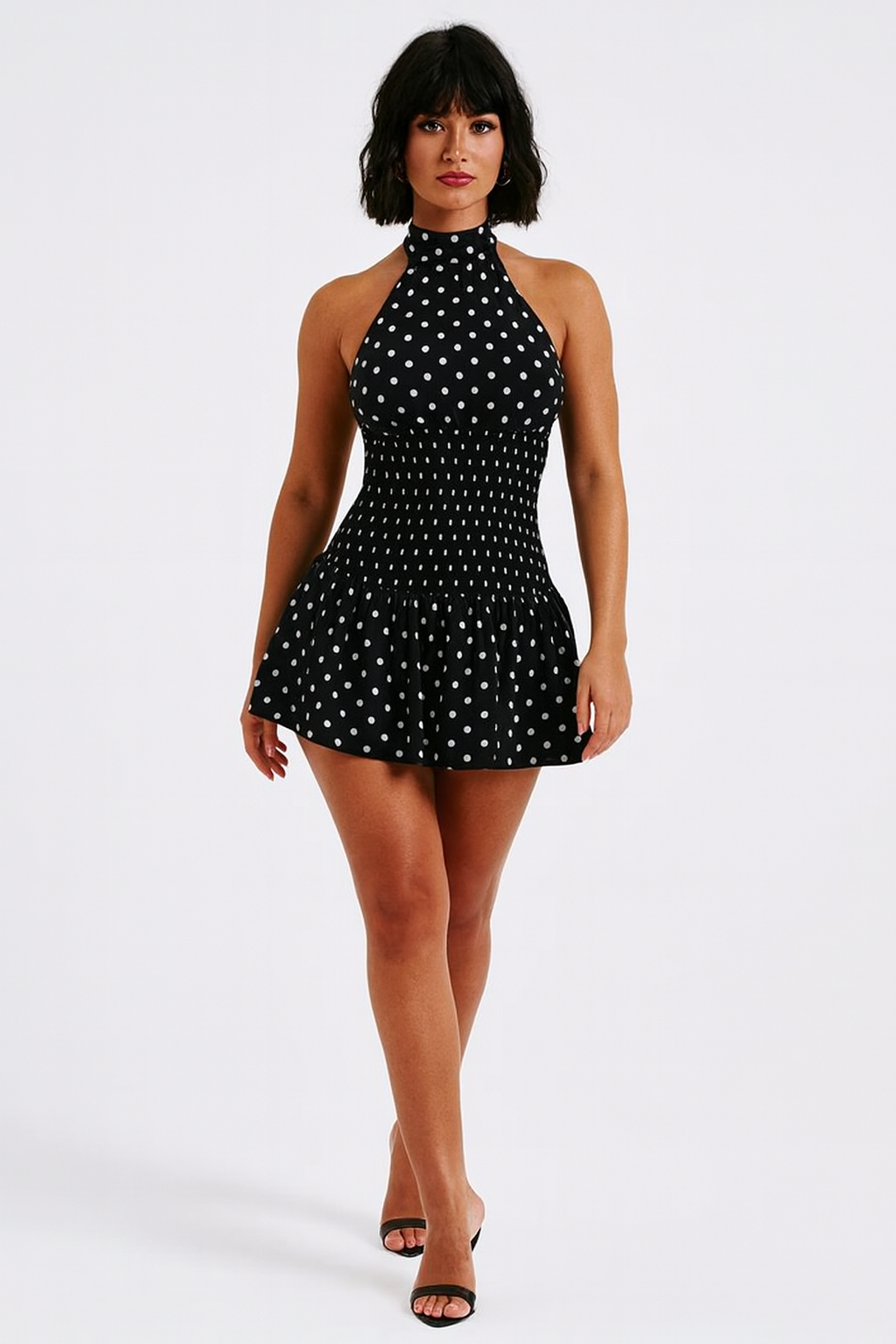 Deep V-Neck Polka Mini