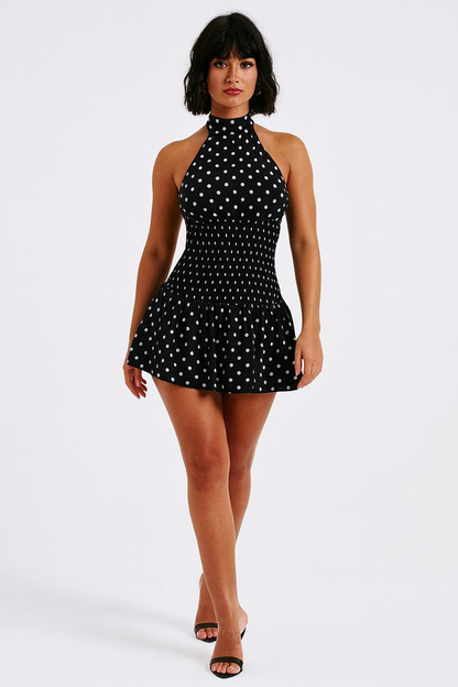 Deep V-Neck Polka Mini