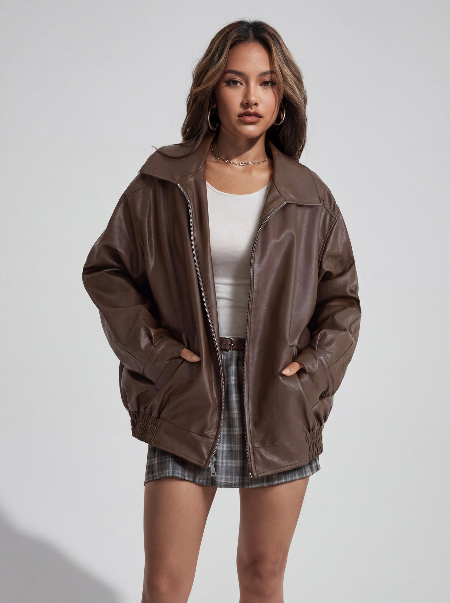 Oversized Faux Leather Jacket