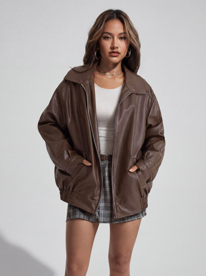 Oversized Faux Leather Jacket