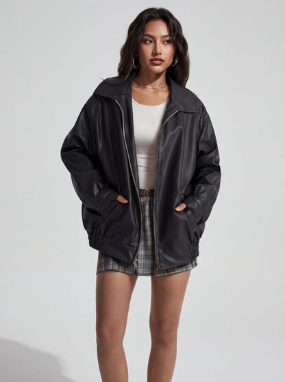Oversized Faux Leather Jacket