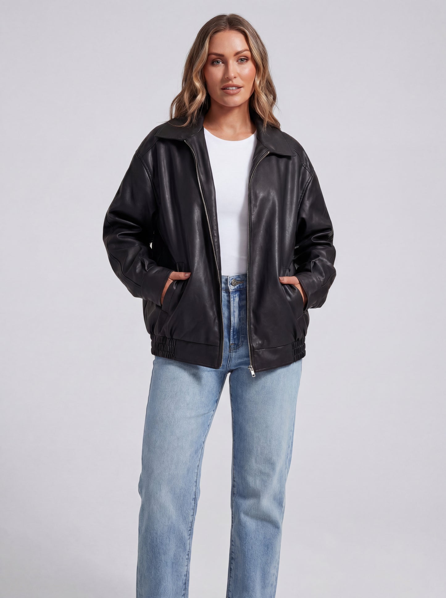 Oversized Faux Leather Jacket