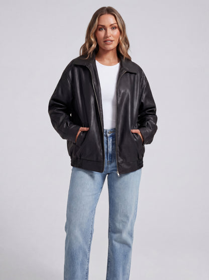 Oversized Faux Leather Jacket