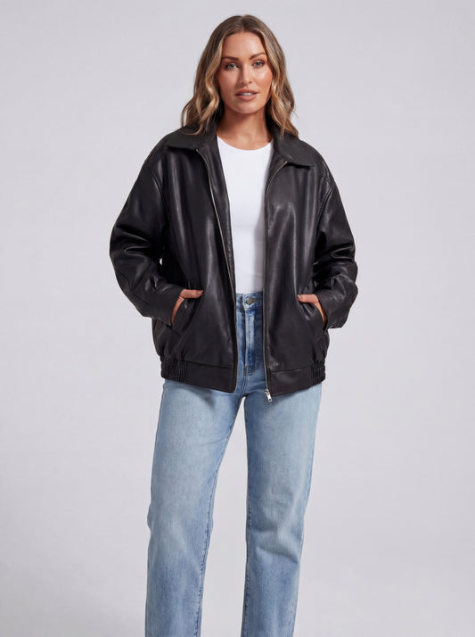Oversized Faux Leather Jacket